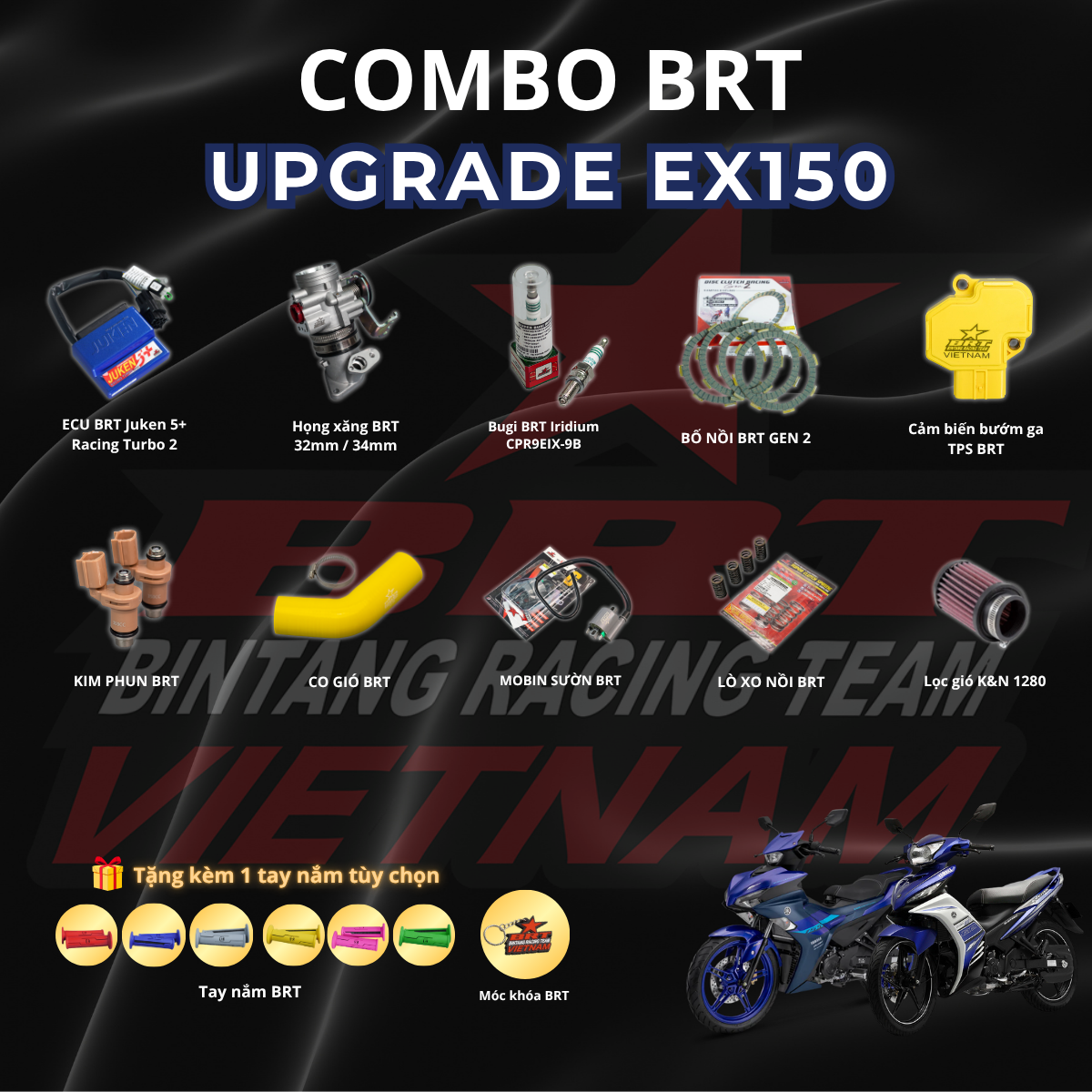  COMBO UPGRADE Pô Xăng Lửa, Nồi, Đánh Lửa dành cho Exciter150 