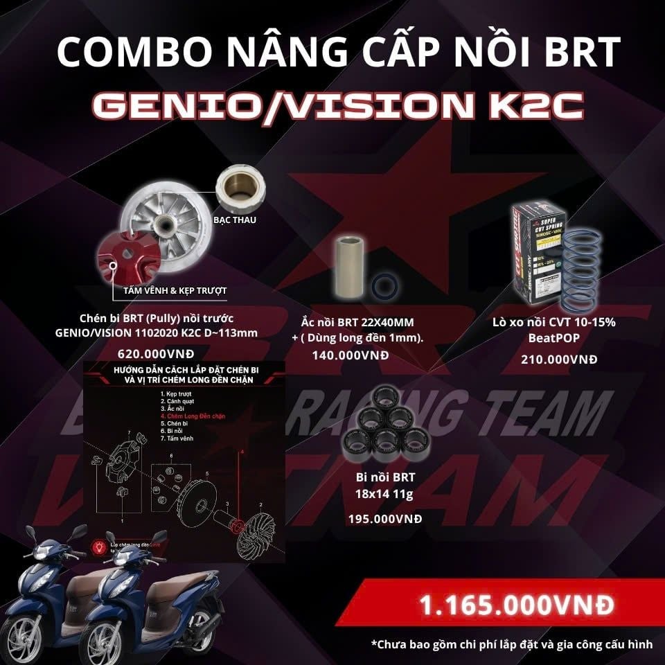  COMBO NỒI TAY GA  PULLY GENIO/VISION K2C. 