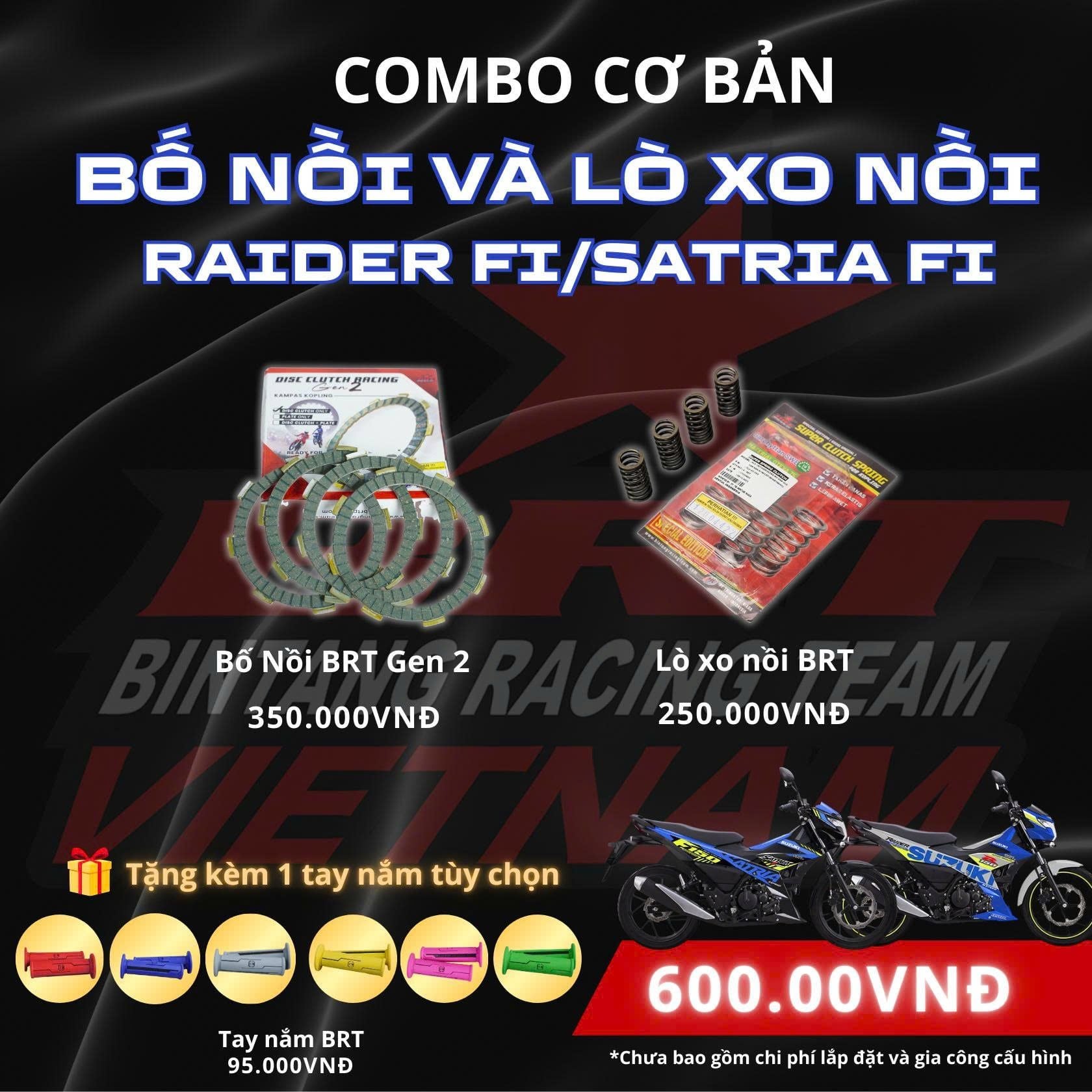  COMBO Bố Nồi BRT GEN 2 + Lò Xo Nồi BRT Dành Cho Raider Fi/ Satria Fi, Cải Thiện Hiệu Năng Tăng Tốc Tối Đa - Kèm Phần Quà Siêu Hấp Dẫn 