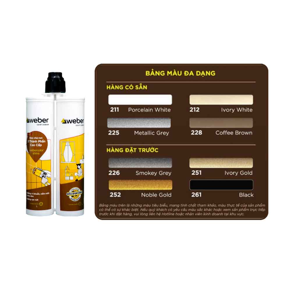 Keo chà ron 2 thành phần Webercolor shine 360ml