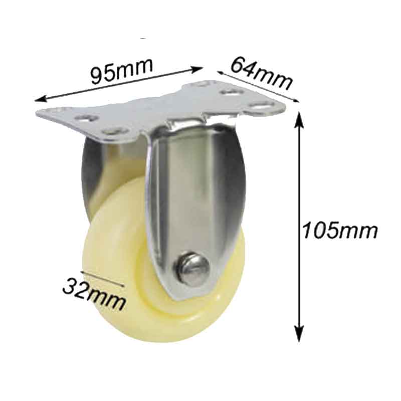 Bánh xe đẩy nylon D32 càng inox 304