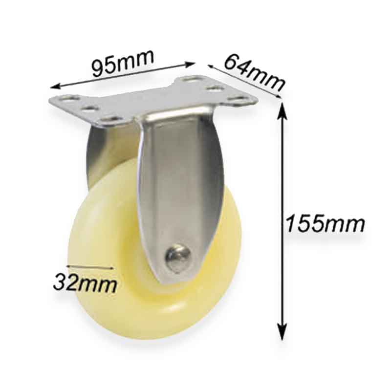 Bánh xe đẩy nylon D32 càng inox 304