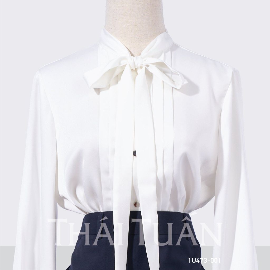  Áo Kiểu Nữ THÁI TUẤN Thắt Nơ Màu Trắng 