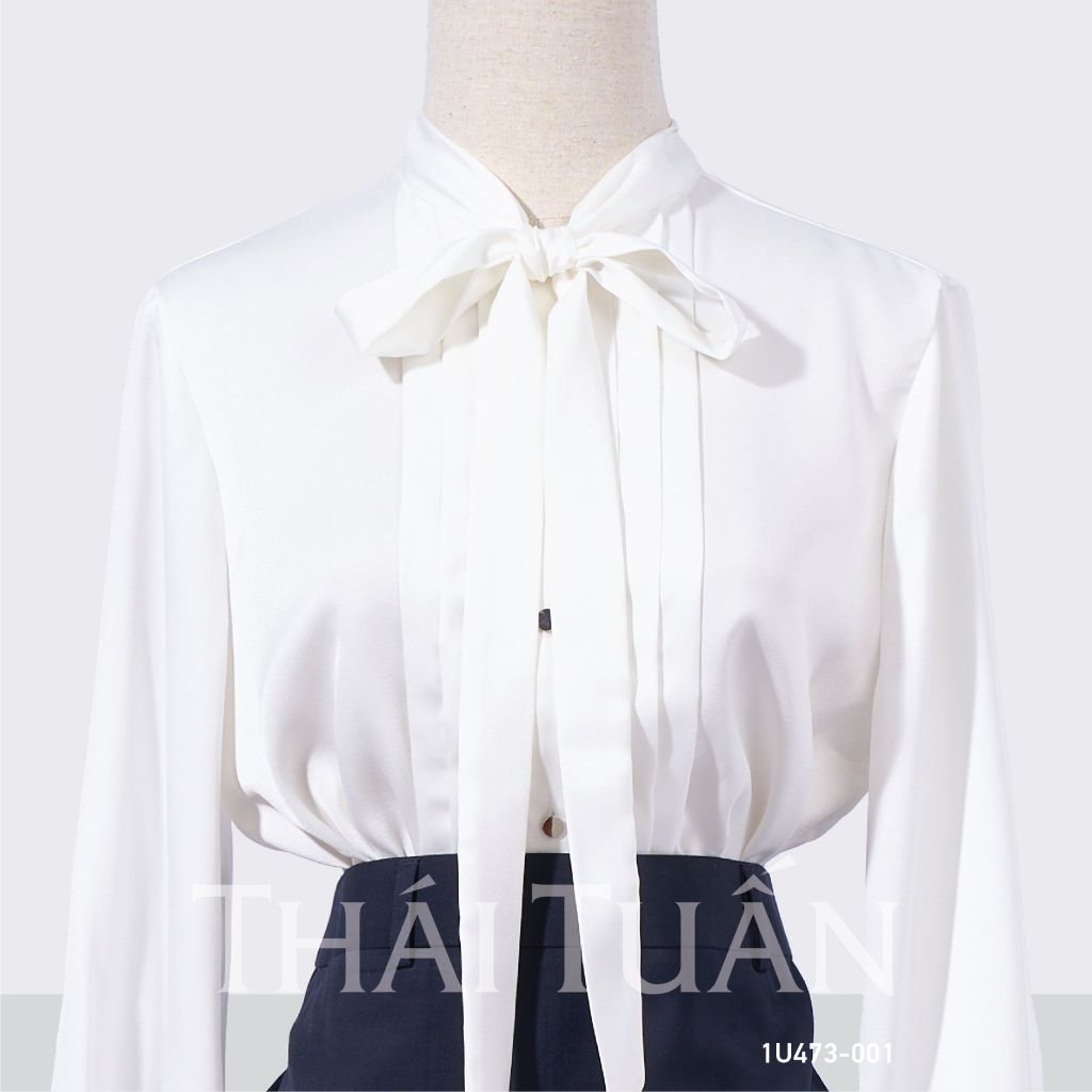  Áo Sơ Mi Nữ THÁI TUẤN Thắt Nơ Màu Trắng 