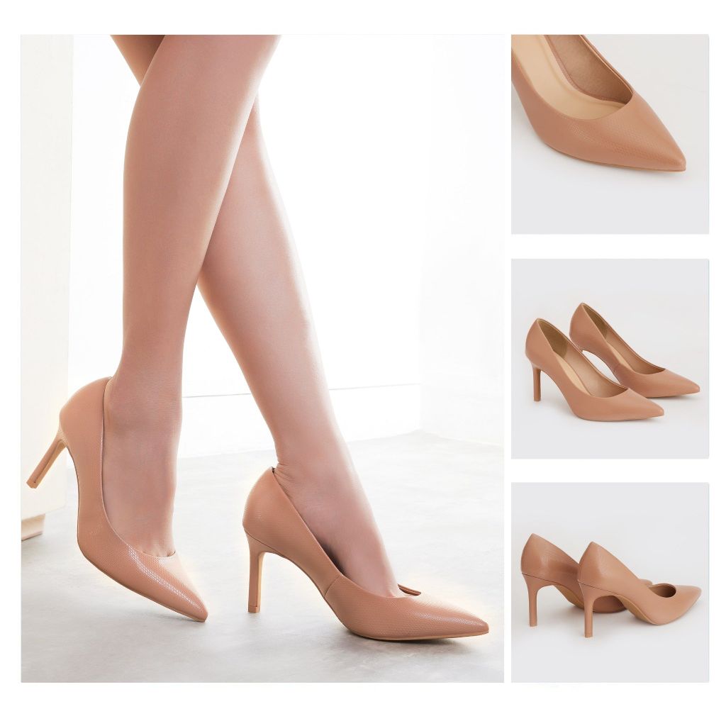  Giày Cao Gót Nữ THÁI TUẤN Bít Mũi Nhọn Màu Nâu 