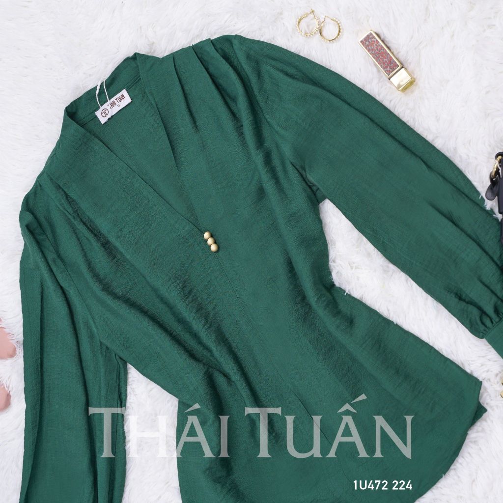  Áo Kiểu Nữ THÁI TUẤN Công Sở Cổ Tim Tay Dài 