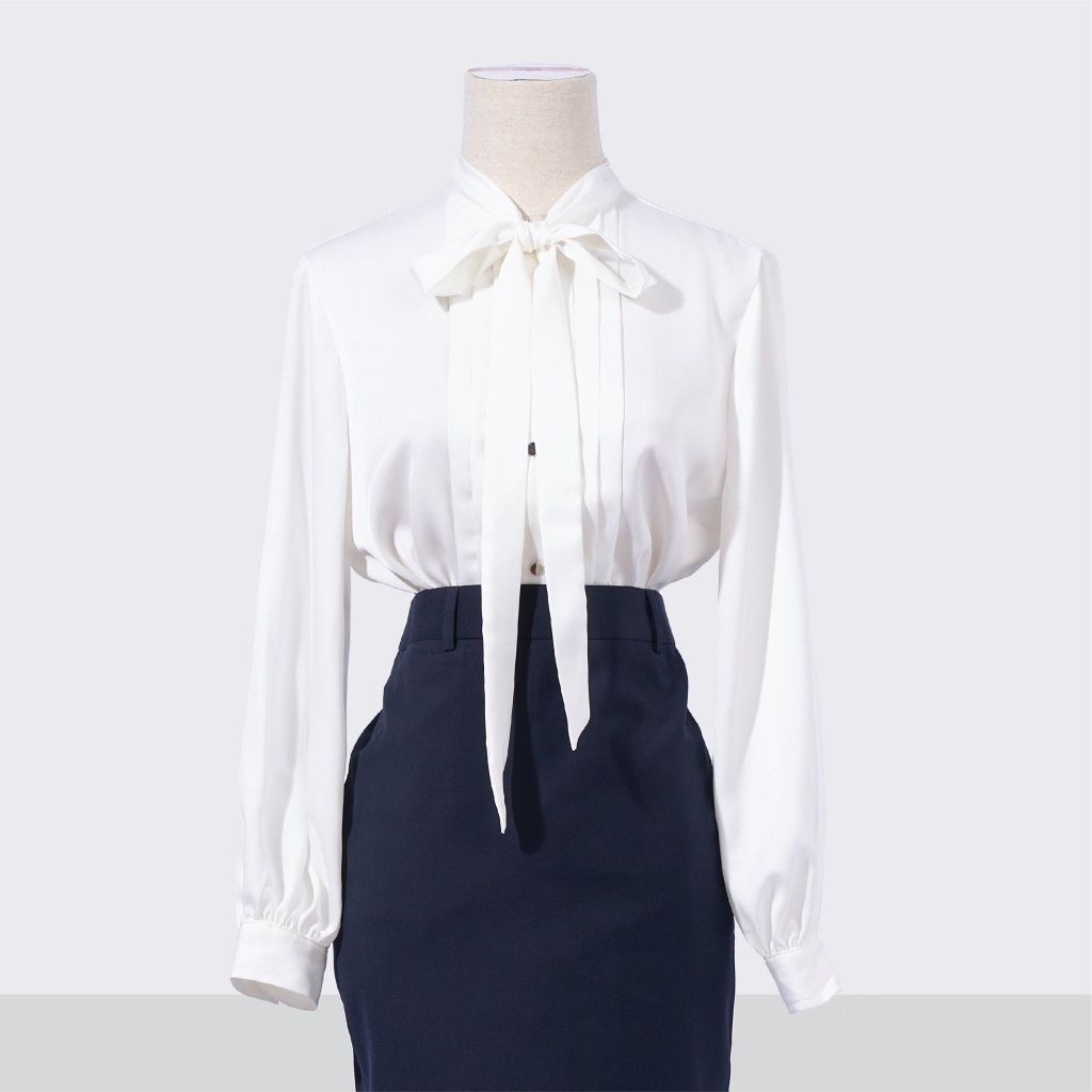  Áo Kiểu Nữ THÁI TUẤN Thắt Nơ Màu Trắng 