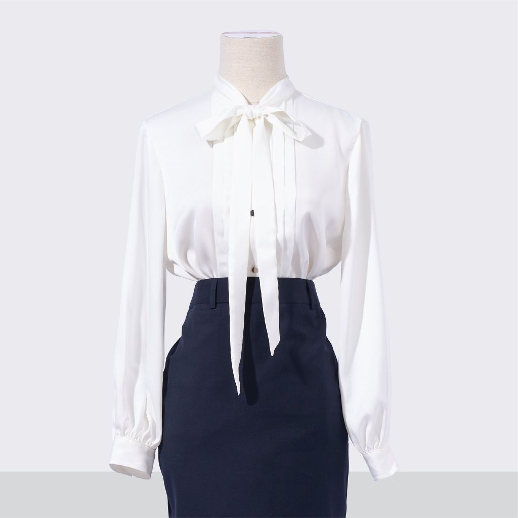  Áo Sơ Mi Nữ THÁI TUẤN Thắt Nơ Màu Trắng 