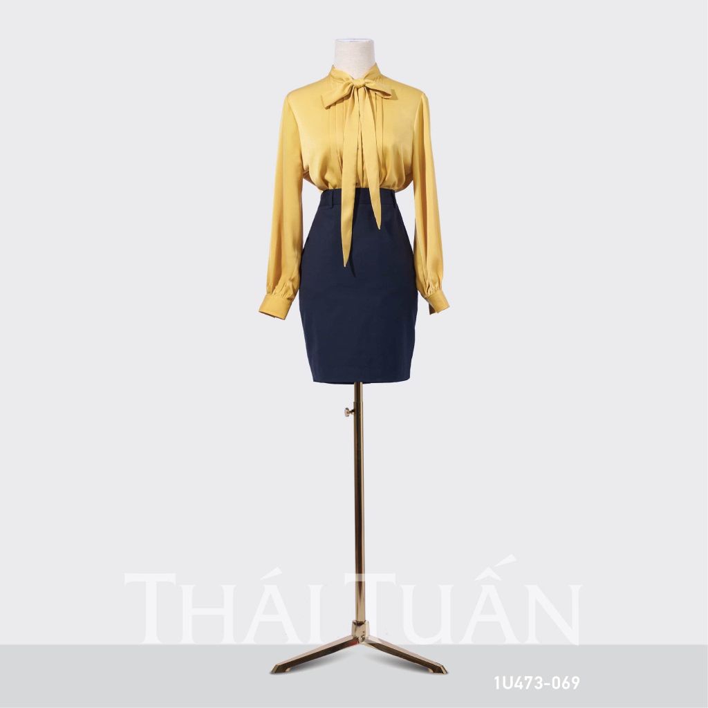  Áo Sơ Mi Nữ THÁI TUẤN Thắt Nơ Màu Vàng 