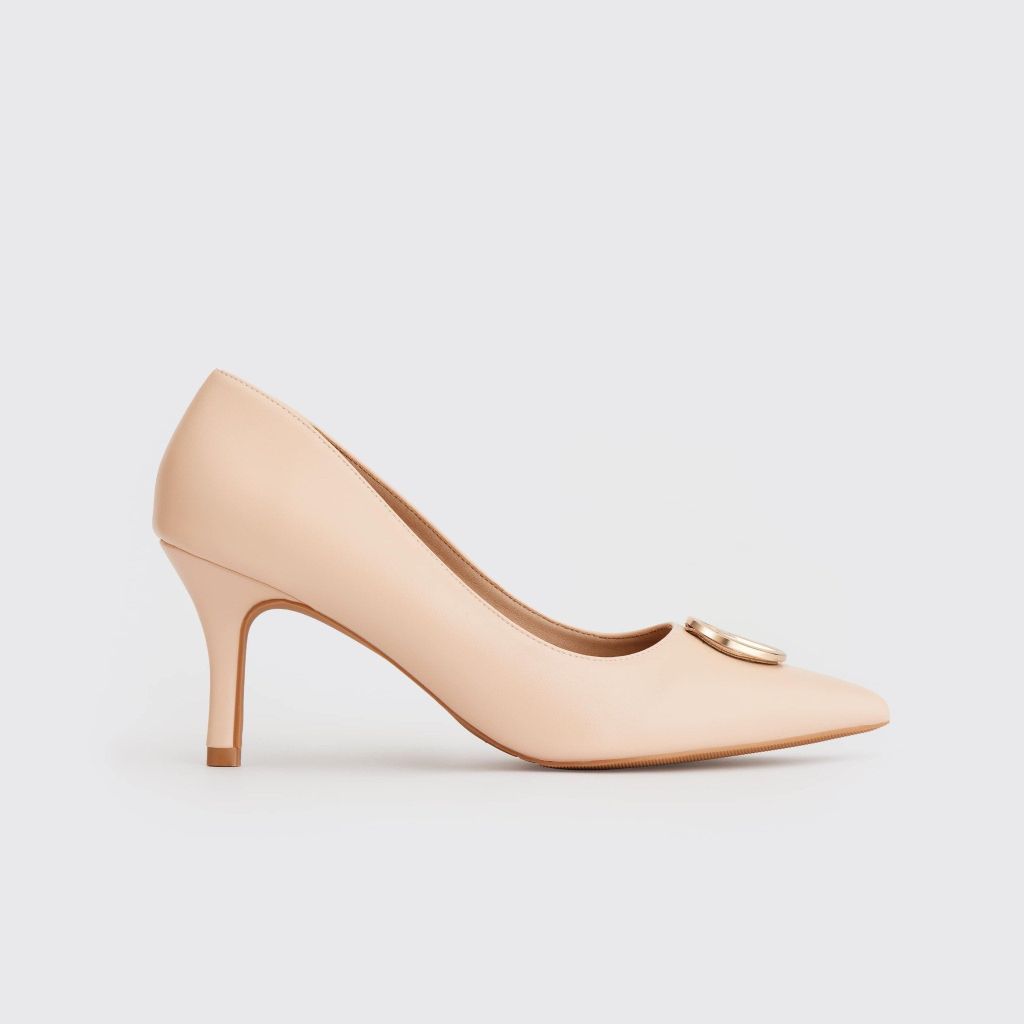  Giày Cao Gót Nữ THÁI TUẤN Bít Mũi Nhọn Màu Kem 