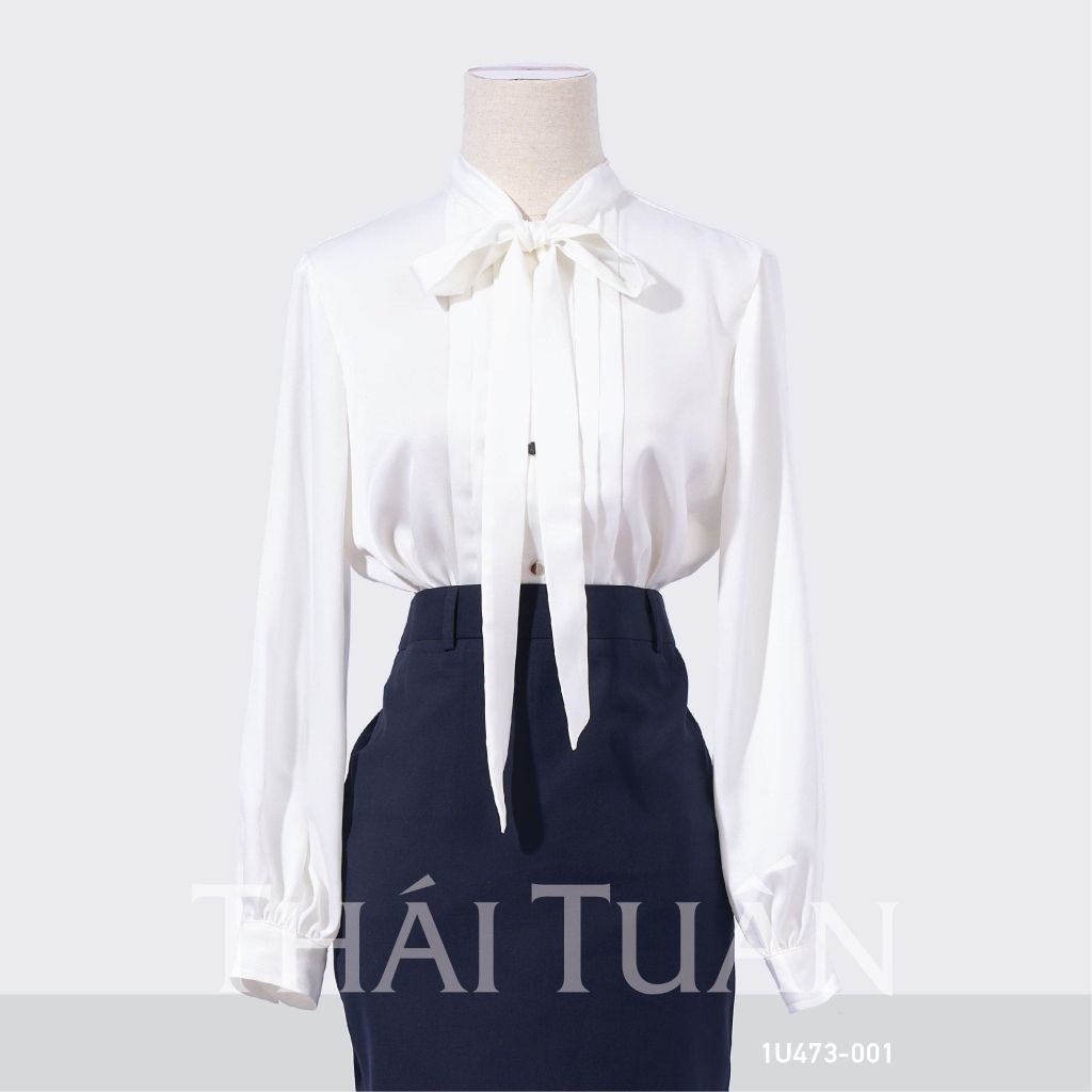  Áo Kiểu Nữ THÁI TUẤN Thắt Nơ Màu Trắng 