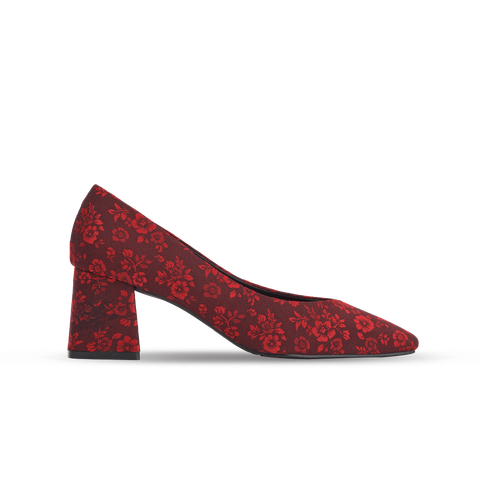  Giày Cao Gót Nữ THÁI TUẤN Bít Mũi Bầu Màu Đỏ Đen 