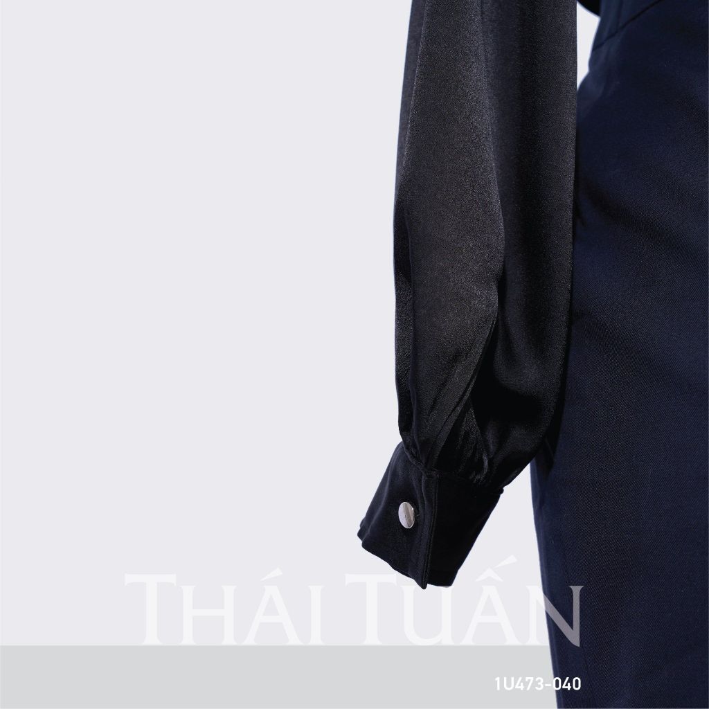  1U473040 Áo Sơ Mi Nữ THÁI TUẤN Thắt Nơ  Màu Đen 