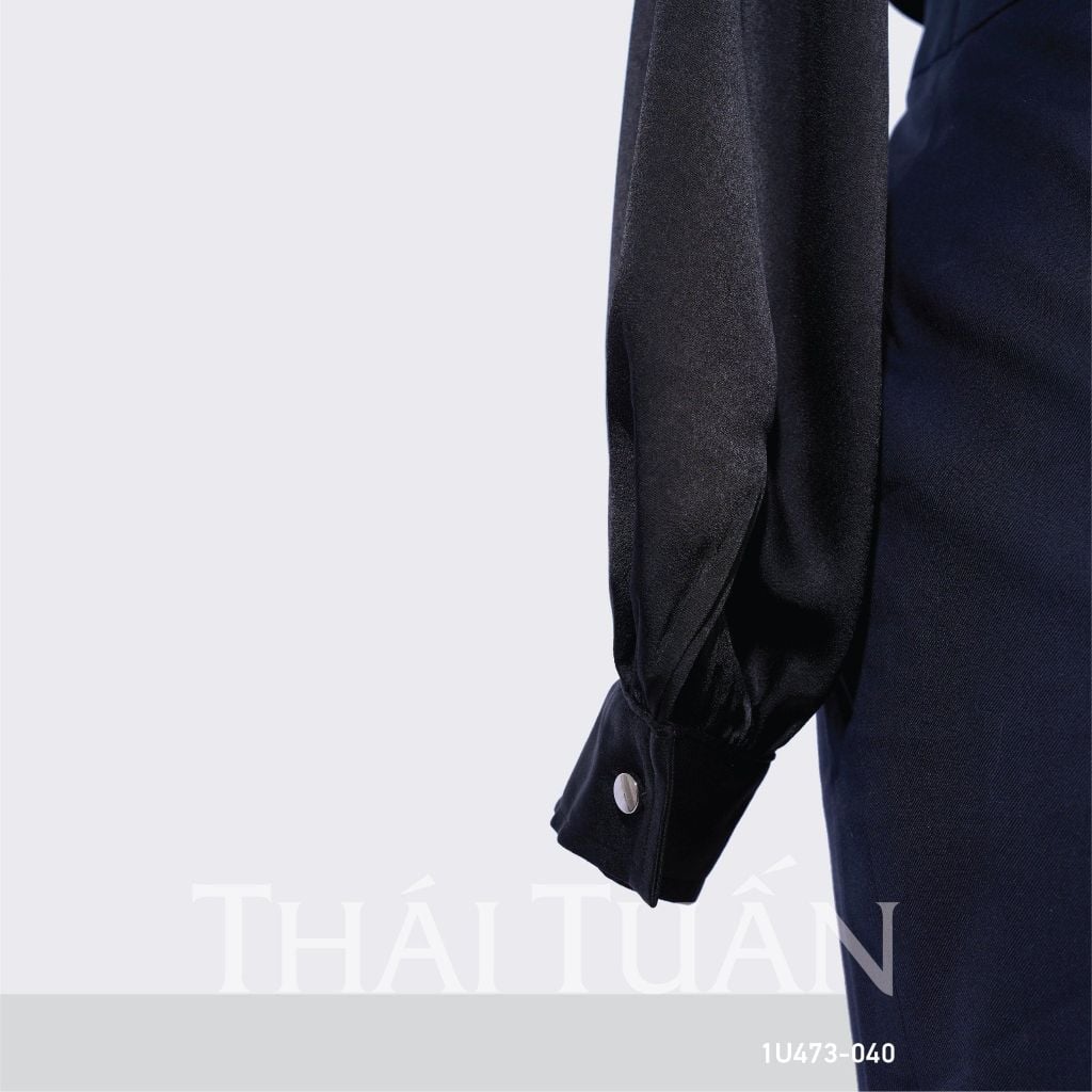  1U473040 Áo Sơ Mi Nữ THÁI TUẤN Thắt Nơ  Màu Đen 