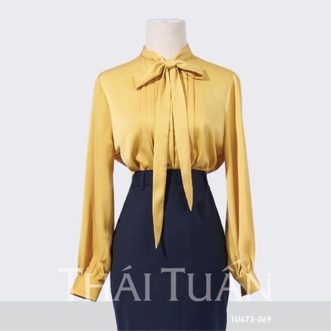  Áo Sơ Mi Nữ THÁI TUẤN Thắt Nơ Màu Vàng 