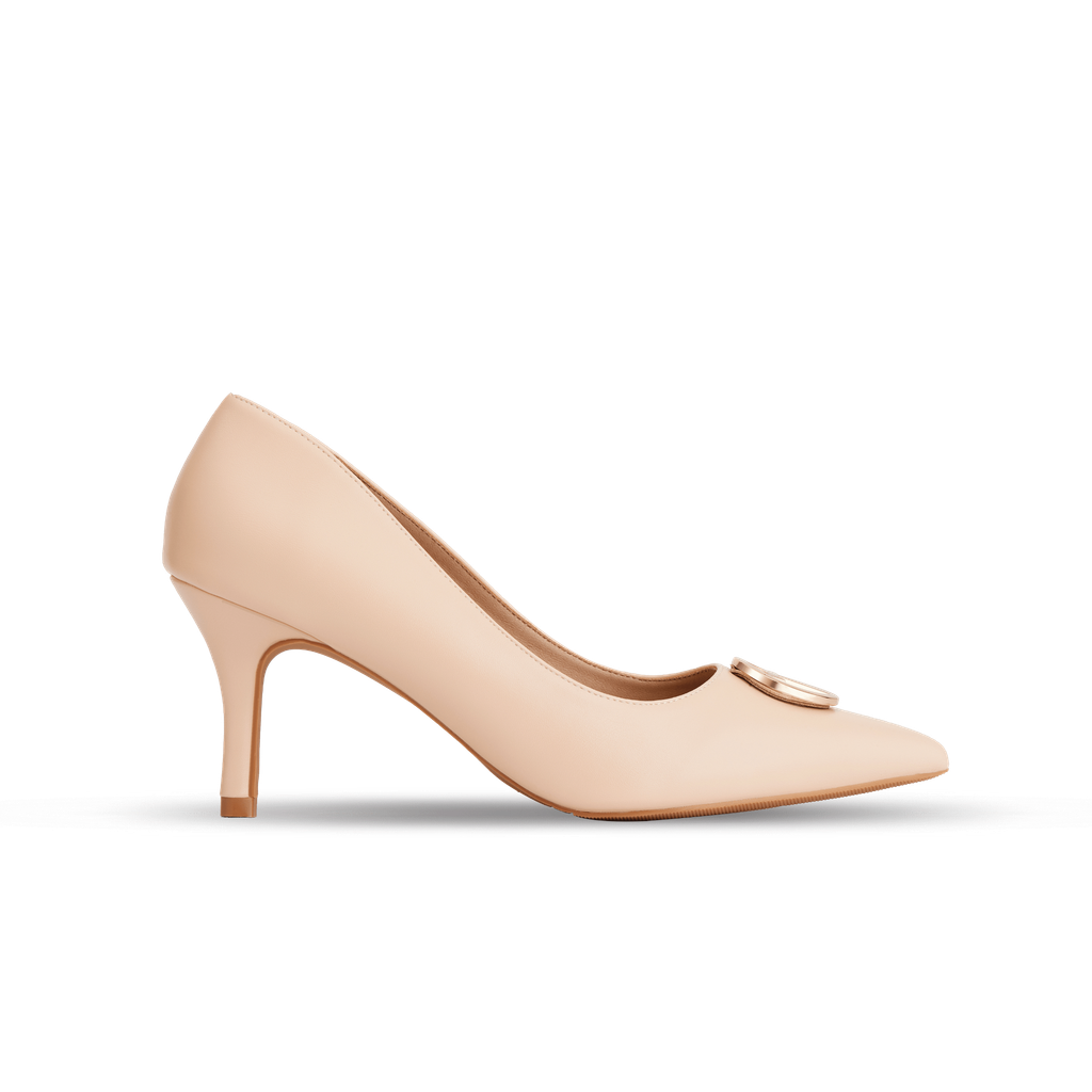  Giày Cao Gót Nữ THÁI TUẤN Bít Mũi Nhọn Màu Kem 