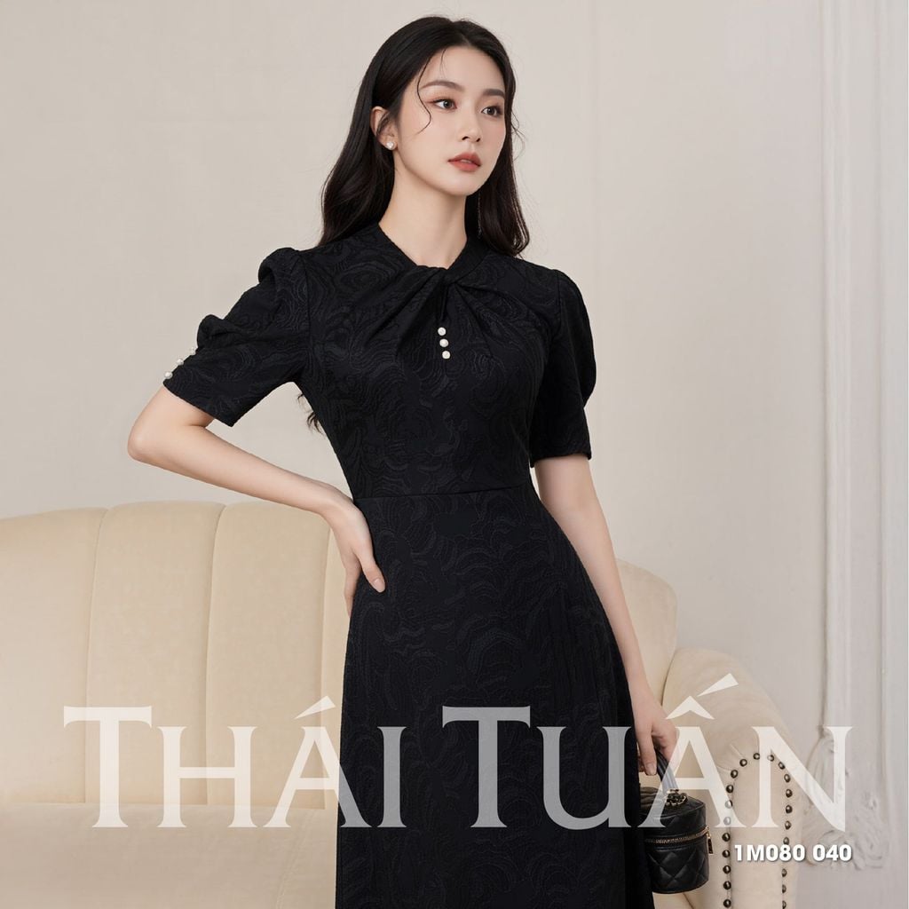  Đầm Nữ Thái Tuấn Gấm Ngọc Tuyết Dáng Chữ A 1M080040 