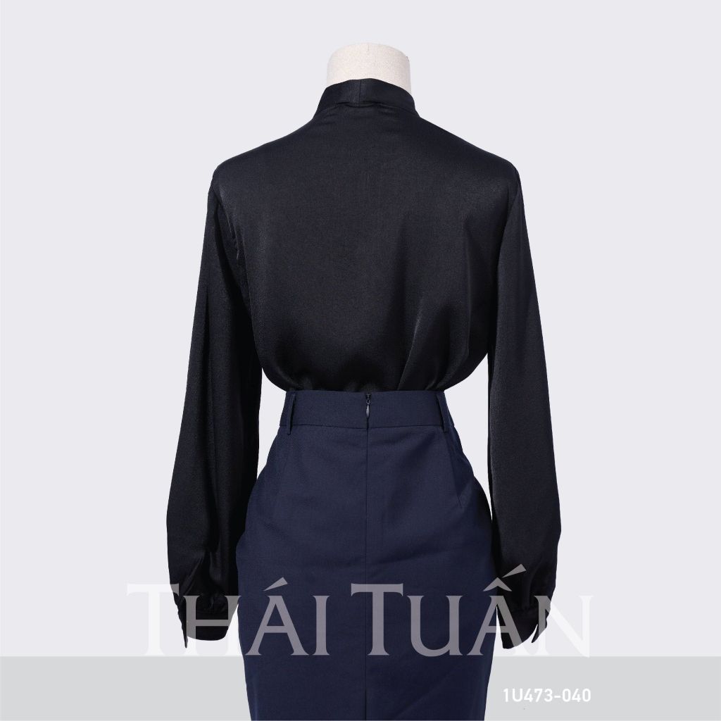  1U473040 Áo Sơ Mi Nữ THÁI TUẤN Thắt Nơ  Màu Đen 