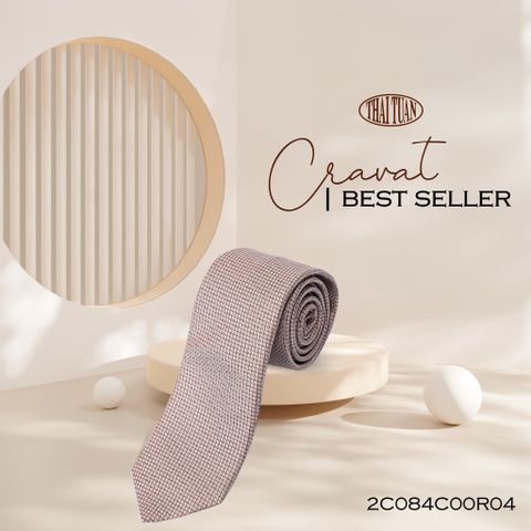  Cravat THÁI TUẤN Họa Tiết Kẻ Ô Nhỏ Màu Kem 
