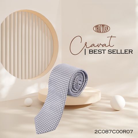  Cravat THÁI TUẤN Họa Tiết Kẻ Ô Màu Xám Nhạt 