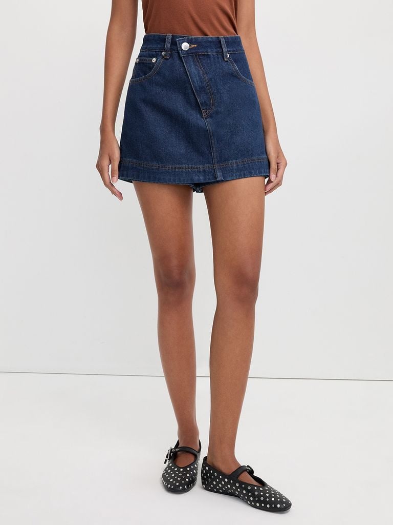  Quần Váy Denim Cạp Chéo 