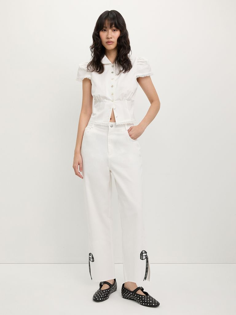  Quần Dài Xẻ Gấu 100% Cotton 