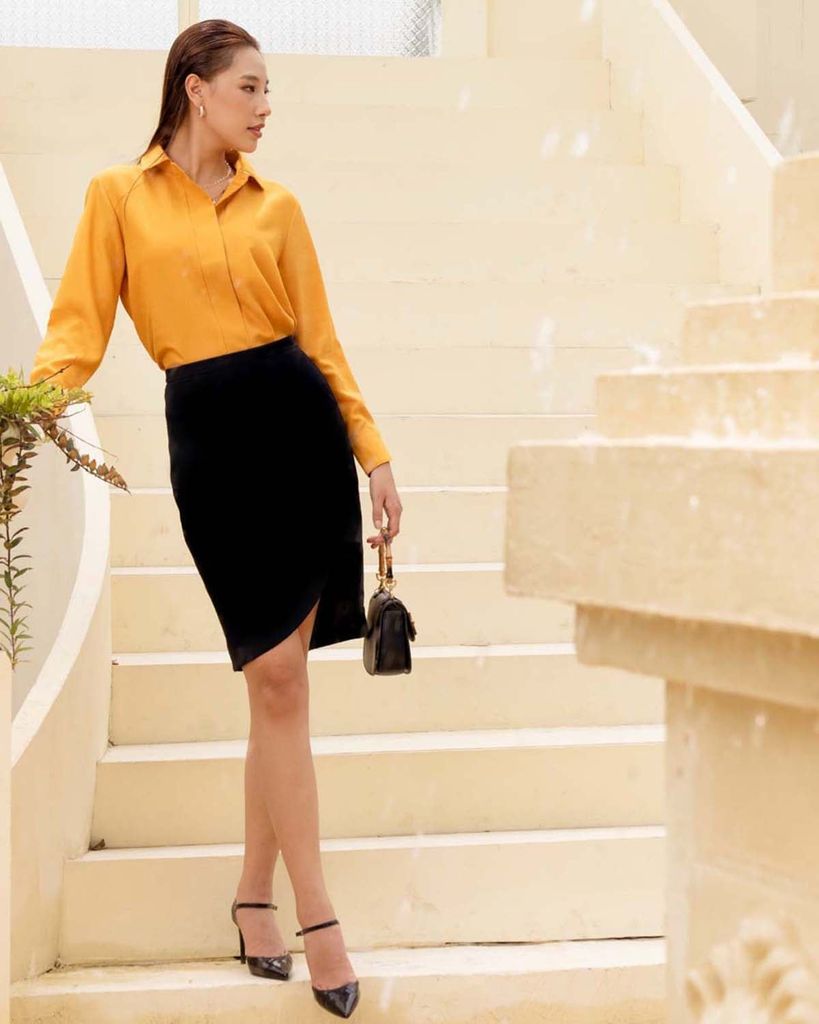  Áo Sơ Mi Nữ THÁI TUẤN Cách Tân Màu Cam 