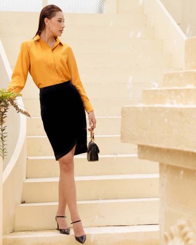 Áo Sơ Mi Nữ THÁI TUẤN Cách Tân Màu Cam 