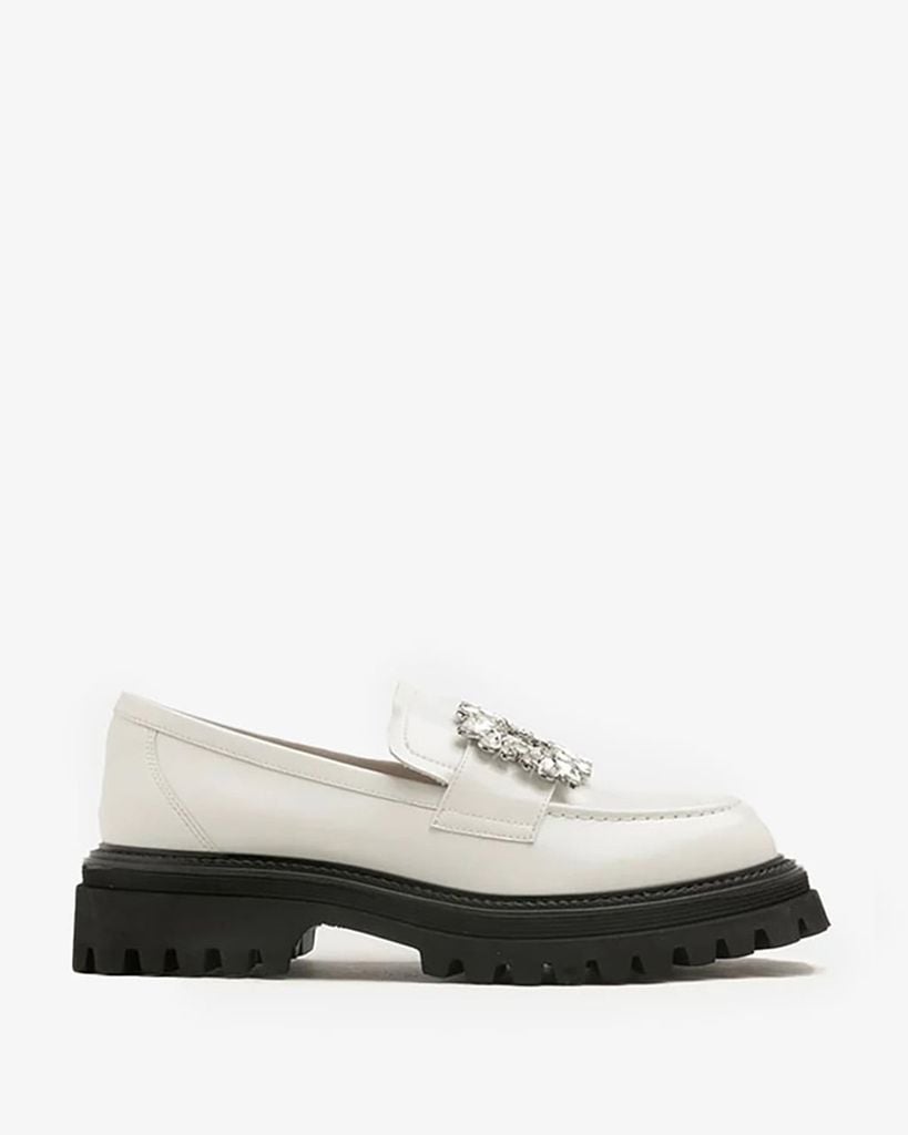  Giày Lười Nữ Pazzion Stefanie Diamante Embellished Buckle Platform Loafers 