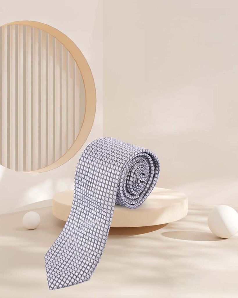  Cravat THÁI TUẤN Họa Tiết Kẻ Ô Màu Xám Nhạt 