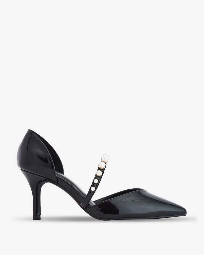  Giày Bít Cao Gót Nữ THÁI TUẤN Mũi Nhọn Slingback Màu Đen 