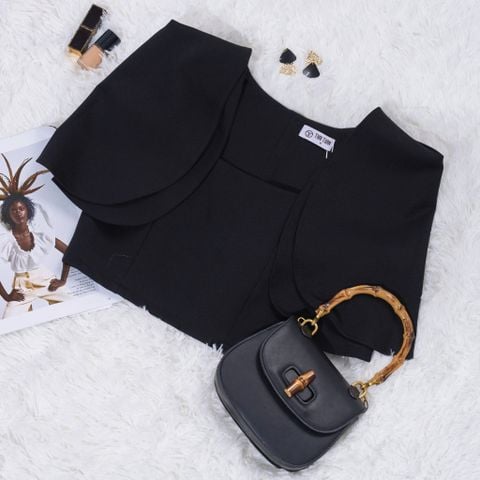  Áo Kiểu Nữ THÁI TUẤN Cổ Cách Tân Màu Đen 