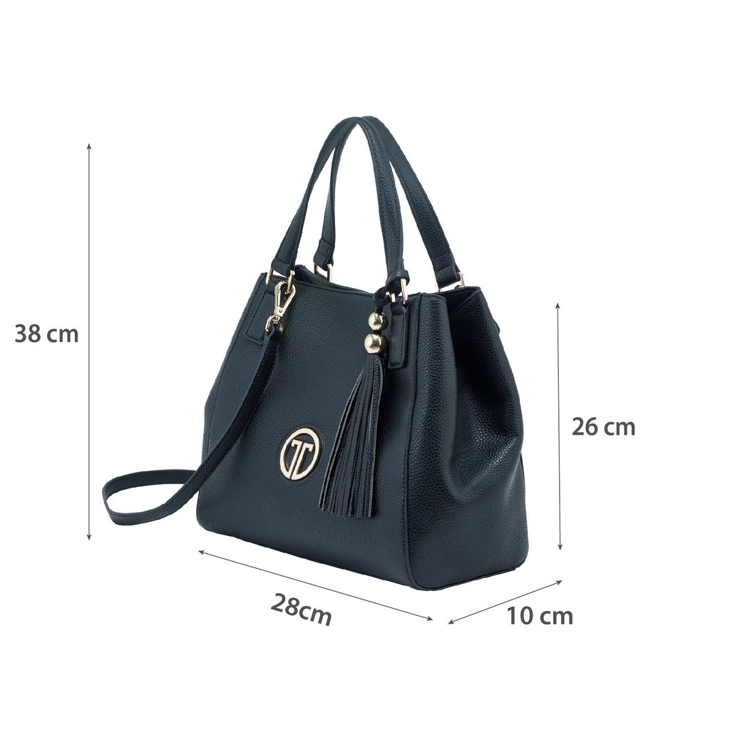  Túi Xách Tay Nữ THÁI TUẤN Size Trung Khóa Nút Bấm Màu Đen 