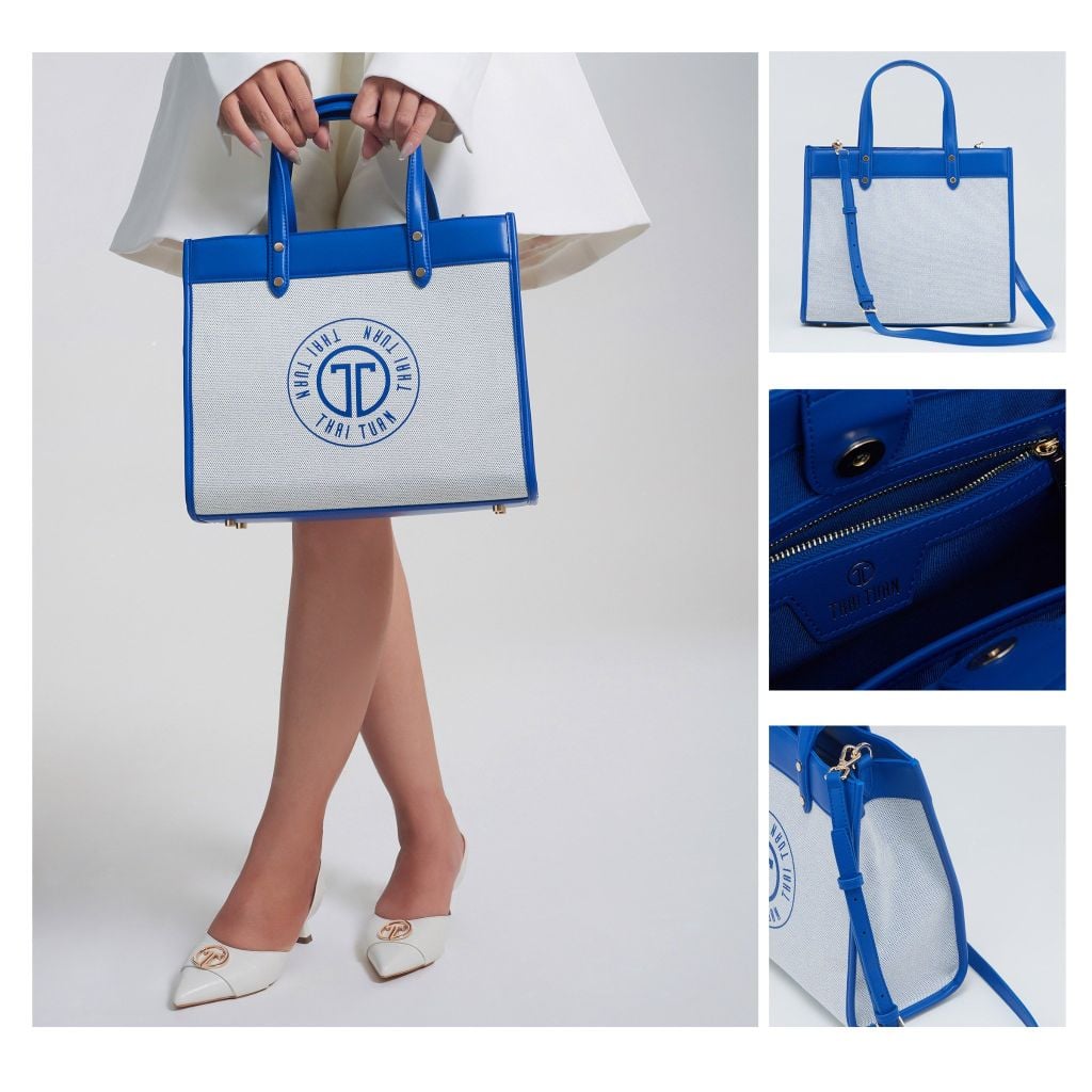  Túi Xách Tay Nữ THÁI TUẤN Thời Trang Khóa Kéo Màu Xanh 