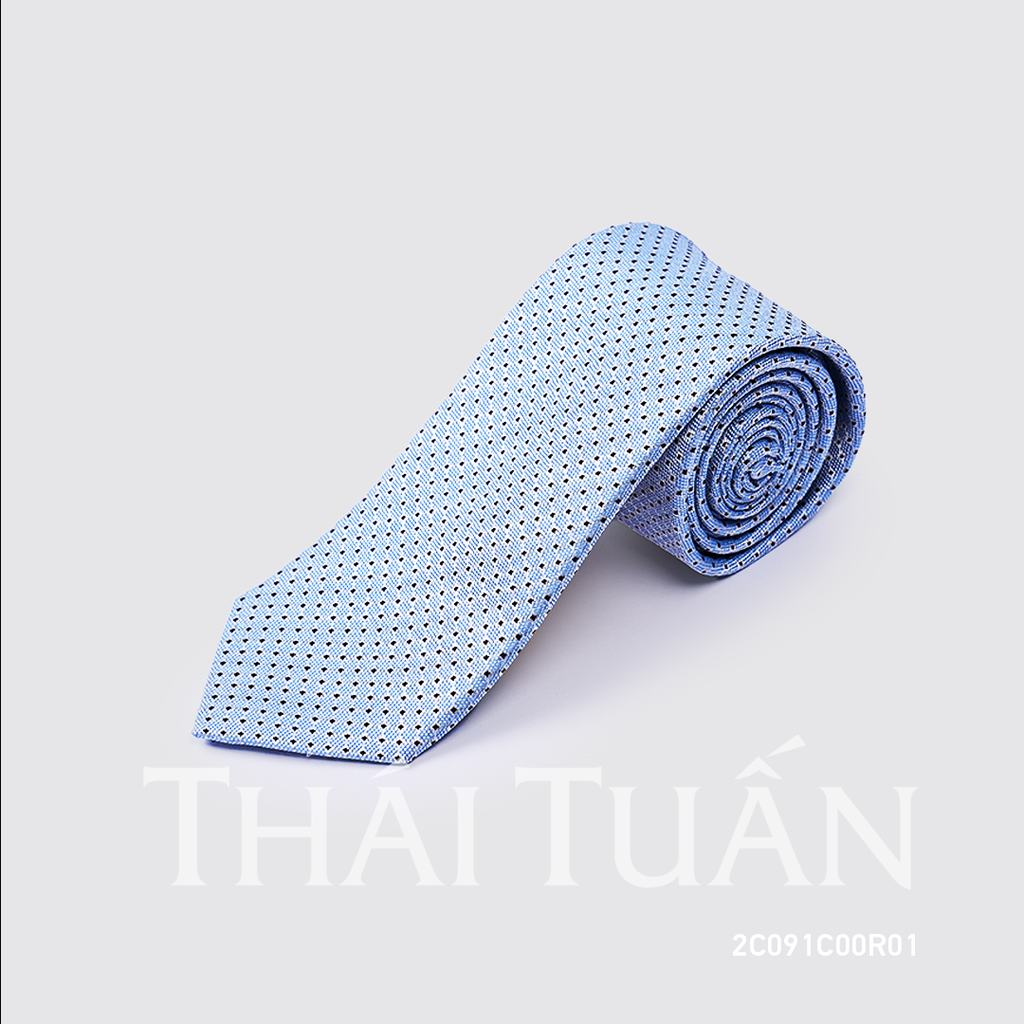  Cravat THÁI TUẤN Họa Tiết Chấm Bi Màu Xanh 