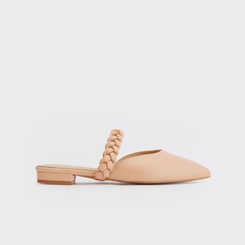  Giày Mules Nữ THÁI TUẤN Bít Mũi Nhọn Màu Kem 