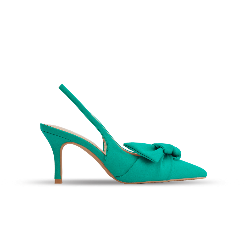  Giày Sandals Nữ THÁI TUẤN Mũi Nhọn Trang Trí Nơ Màu Xanh Teal 