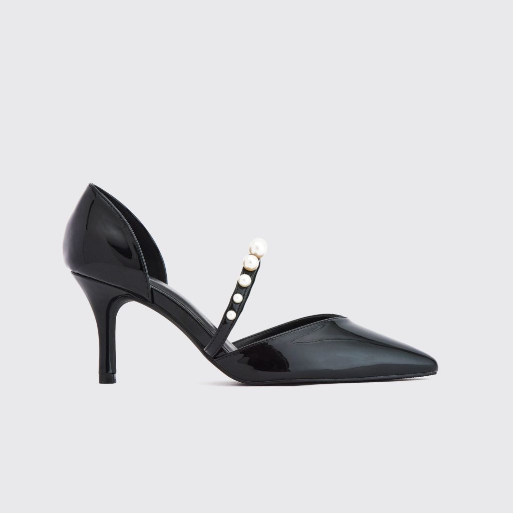  Giày Bít Cao Gót Nữ THÁI TUẤN Mũi Nhọn Slingback Màu Đen 