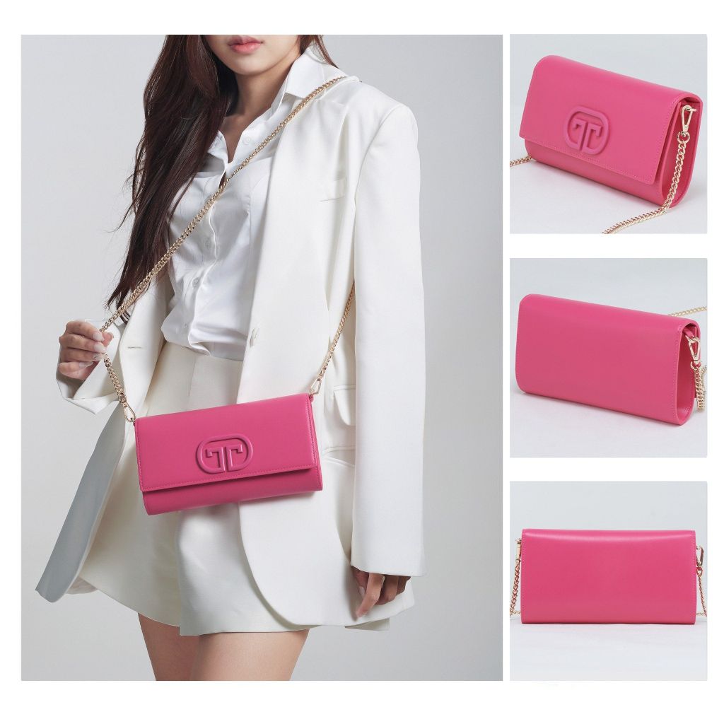  Clutch Nữ Thái Tuấn Thời Trang Màu Hồng Khóa Bấm 