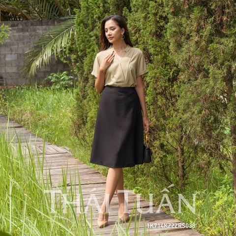  Áo Kiểu Nữ THÁI TUẤN Cổ Cách Tân Màu Cỏ Úa 