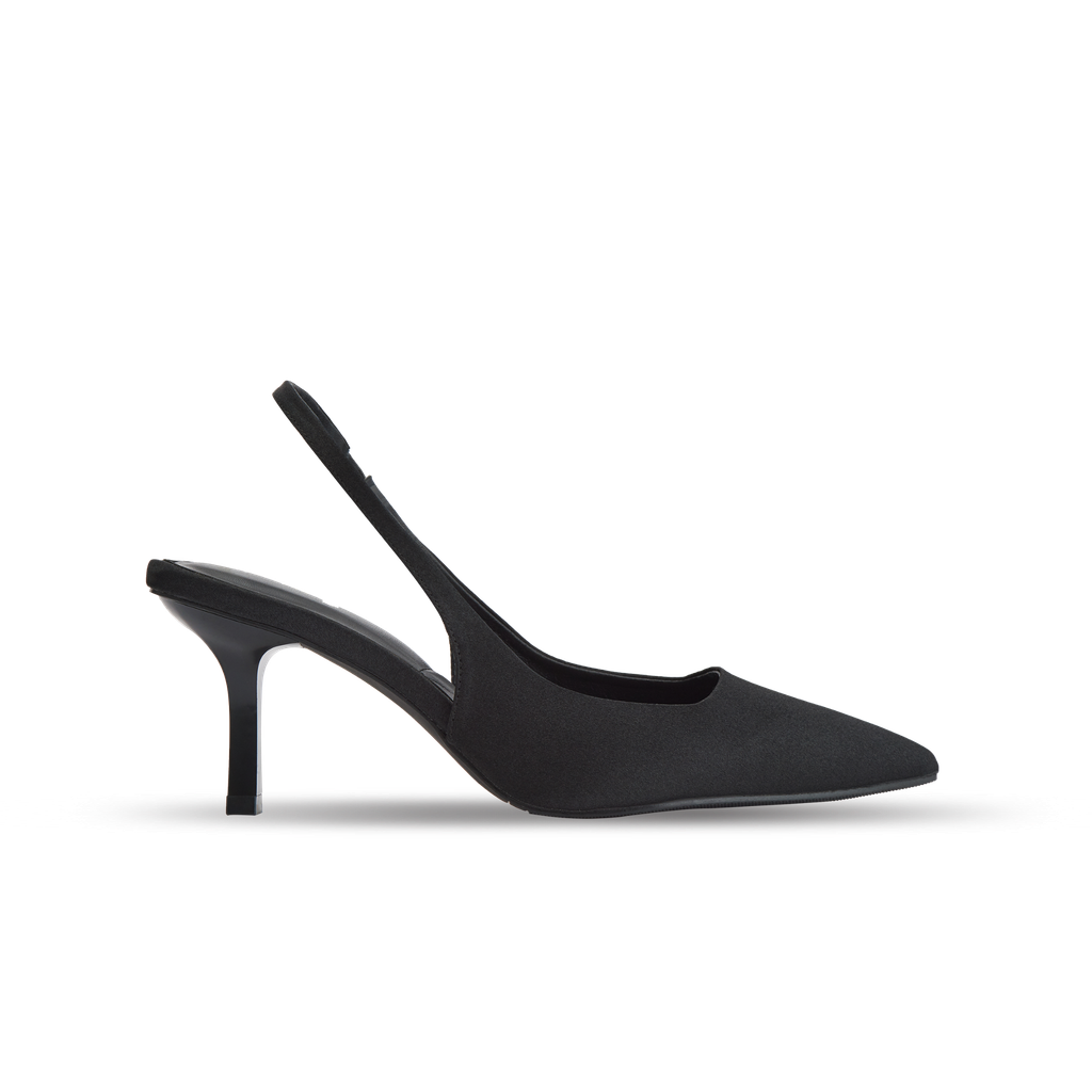  Giày Sandals Nữ THÁI TUẤN Mũi Nhọn Quai Ngang Hậu Màu Đen 