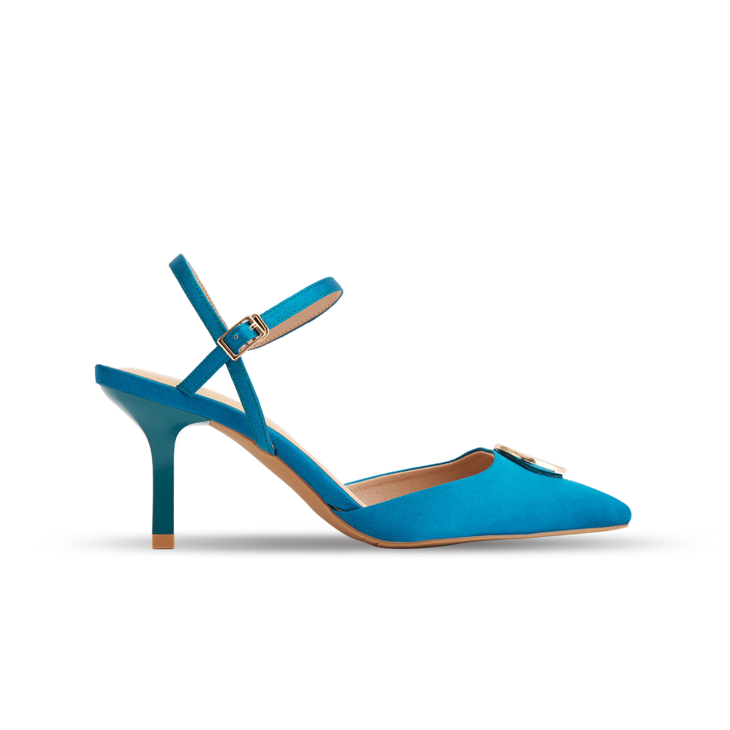  Giày Sandals Nữ THÁI TUẤN Mũi Vuông Quai Hậu Màu Xanh Teal 