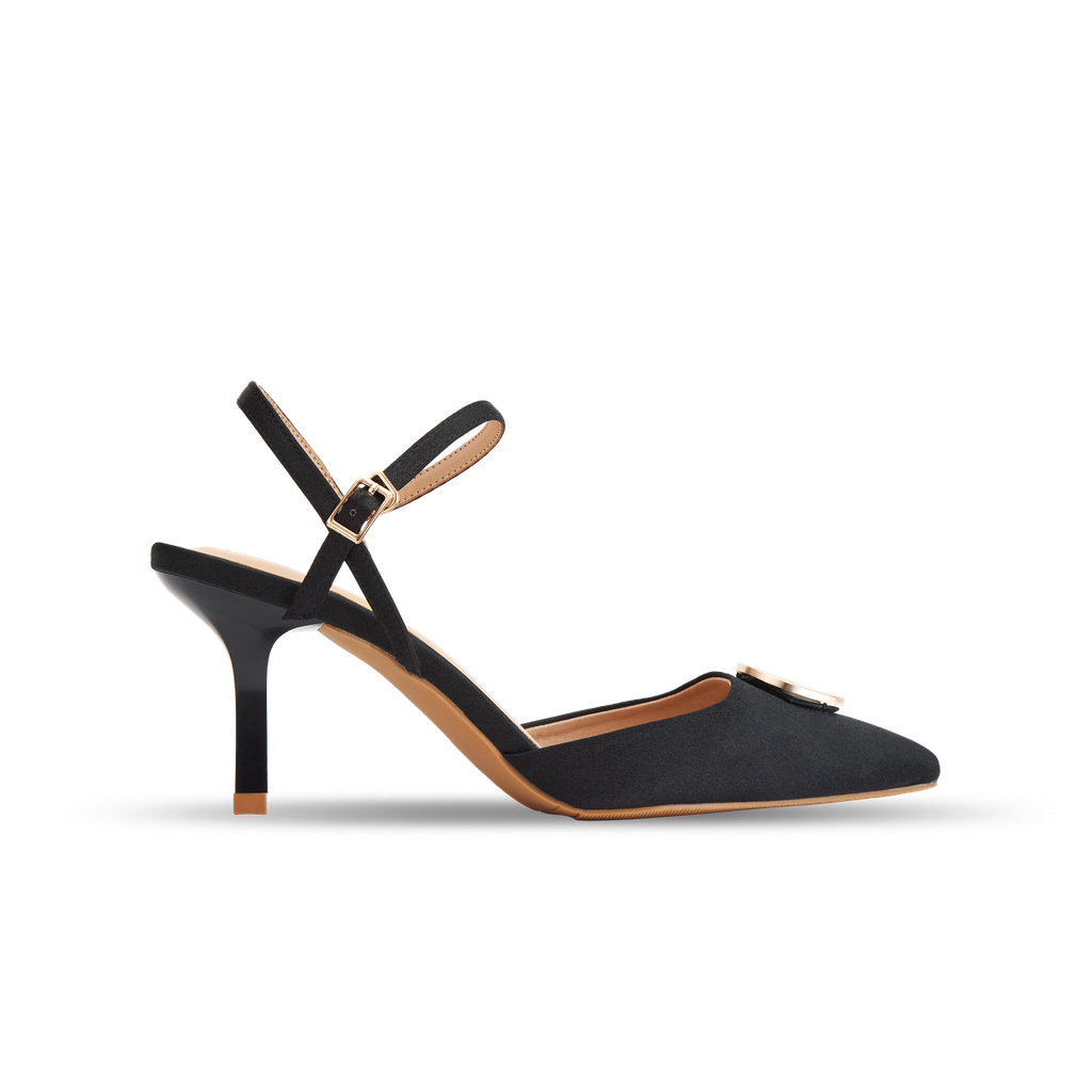  Giày Sandals Nữ THÁI TUẤN Mũi Vuông Quai Hậu Màu Đen 