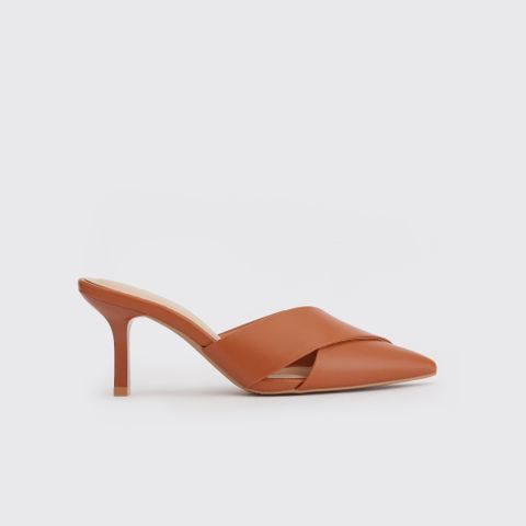  Guốc Mules Nữ THÁI TUẤN Quai Chéo Bít Mũi Màu Nâu 
