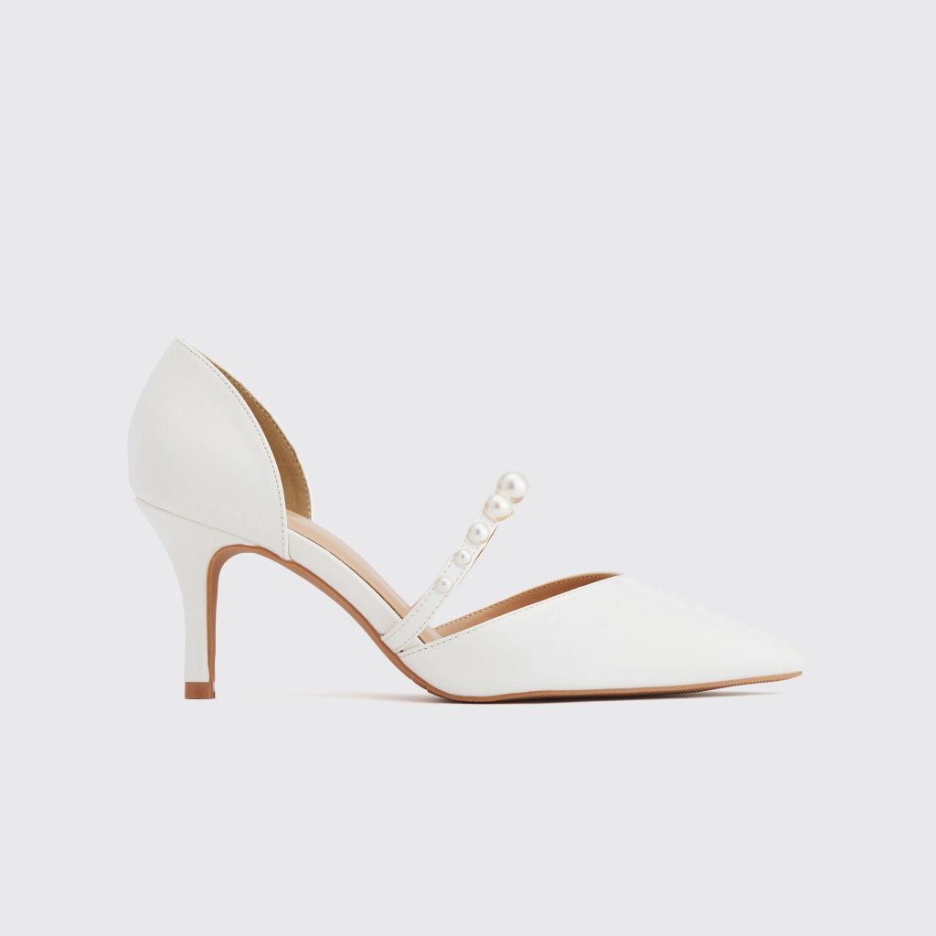  Giày Bít Cao Gót Nữ THÁI TUẤN Mũi Nhọn Slingback Màu Trắng 