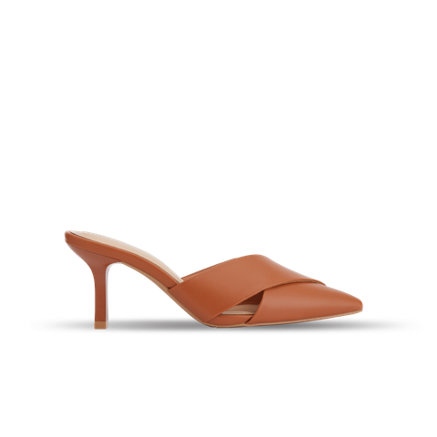  Guốc Mules Nữ THÁI TUẤN Quai Chéo Bít Mũi Màu Nâu 