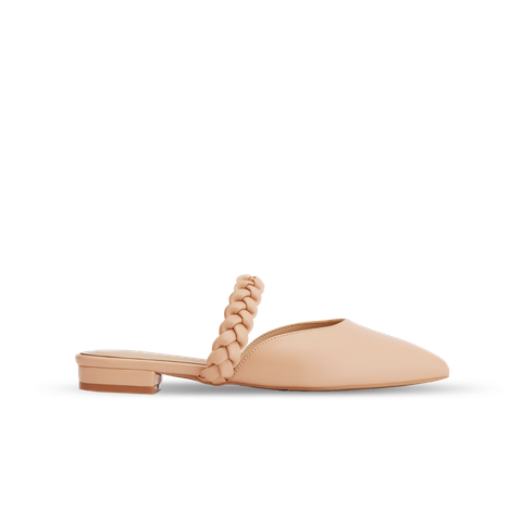  Giày Mules Nữ THÁI TUẤN Bít Mũi Nhọn Màu Kem 