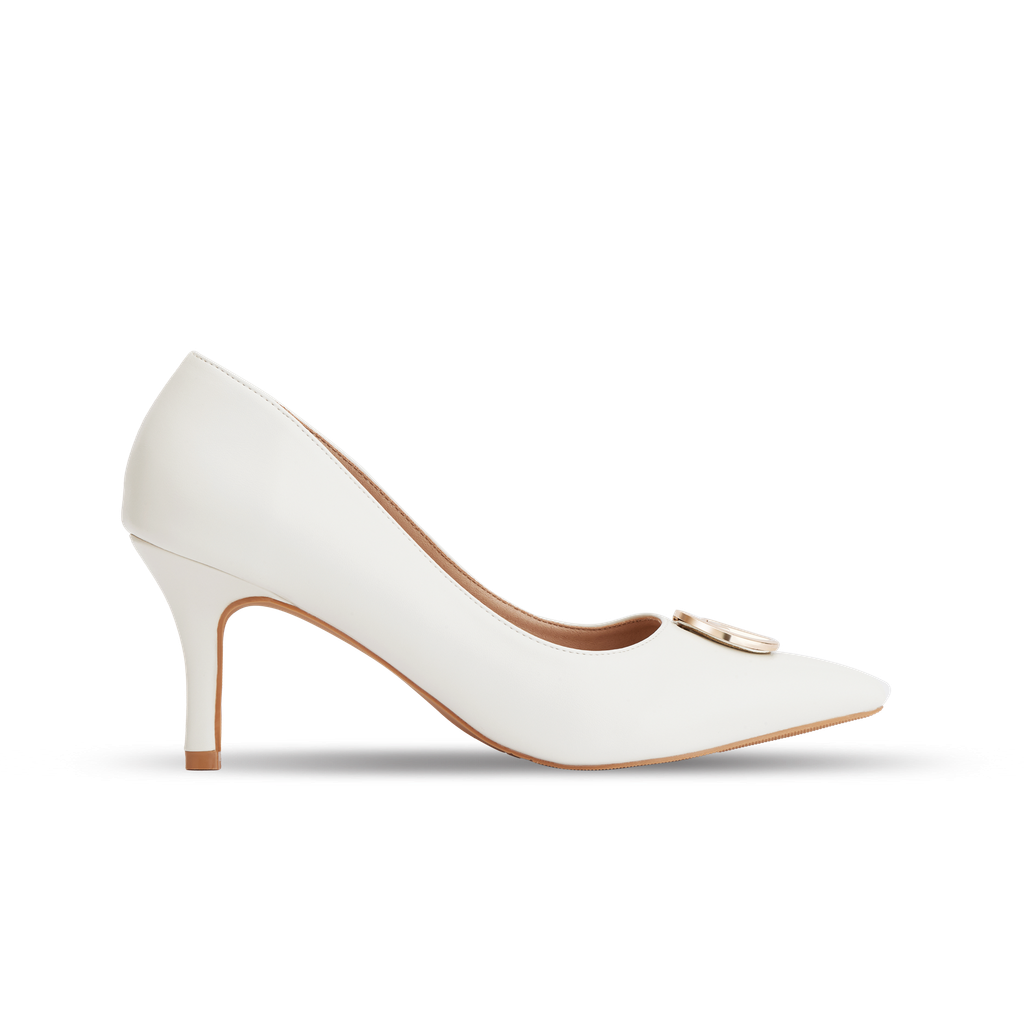  Giày Cao Gót Nữ THÁI TUẤN Bít Mũi Nhọn Màu Trắng 