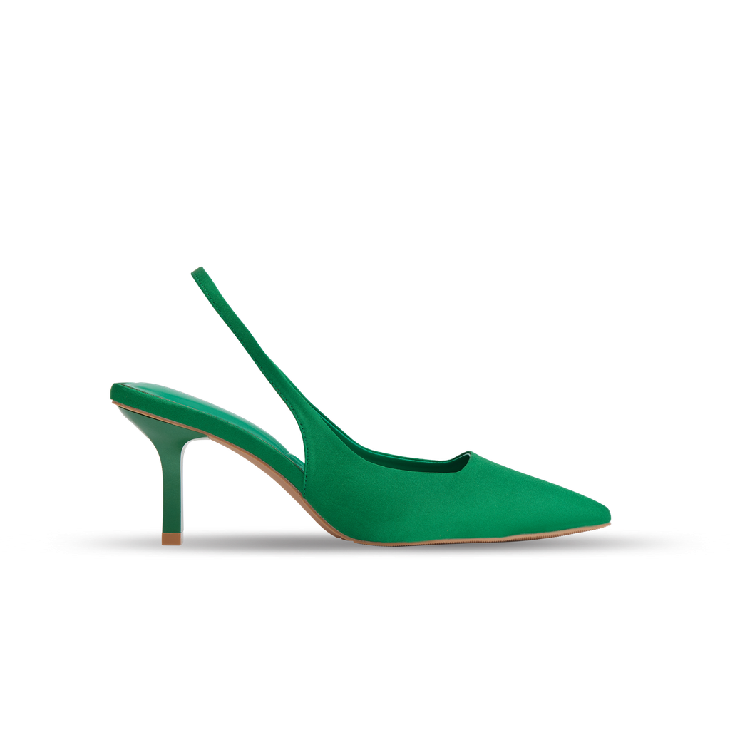  Giày Sandals Nữ THÁI TUẤN Mũi Nhọn Quai Ngang Hậu Màu Xanh Lá 