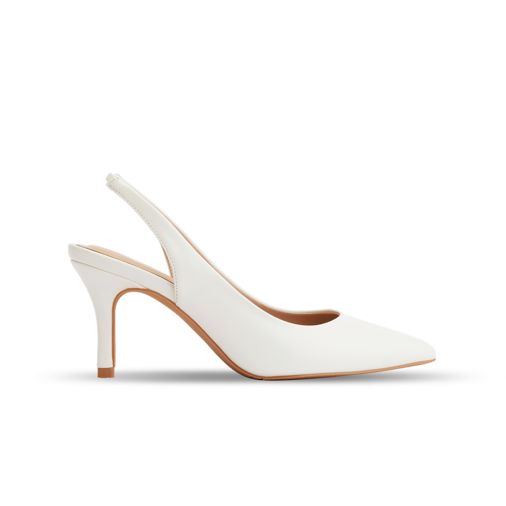  Giày Cao Gót Nữ THÁI TUẤN Mũi Nhọn Phối Quai Hậu Màu Trắng 